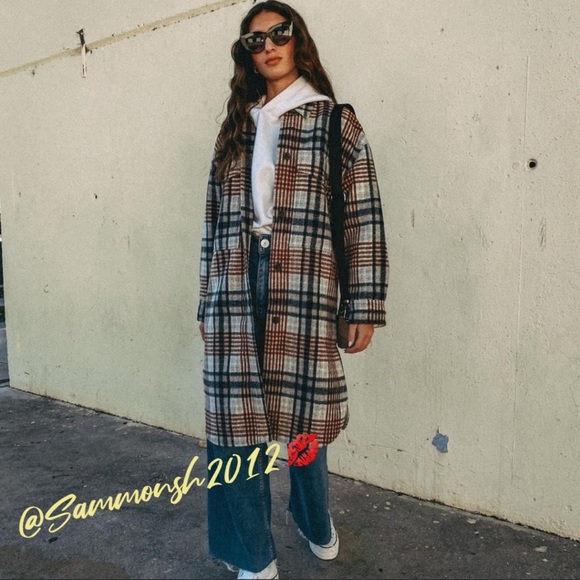 🌟BLOGGERS FAV🌟 ZARA LONG PLAID OVERSHIRT - Picture 5 of 16